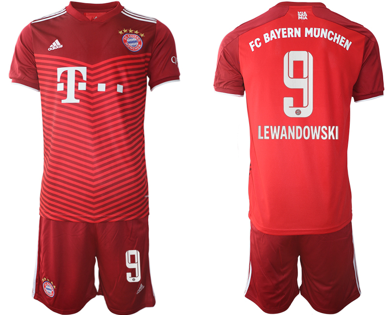 Men 2021-2022 Club Bayern Munich home red #9 Soccer Jersey